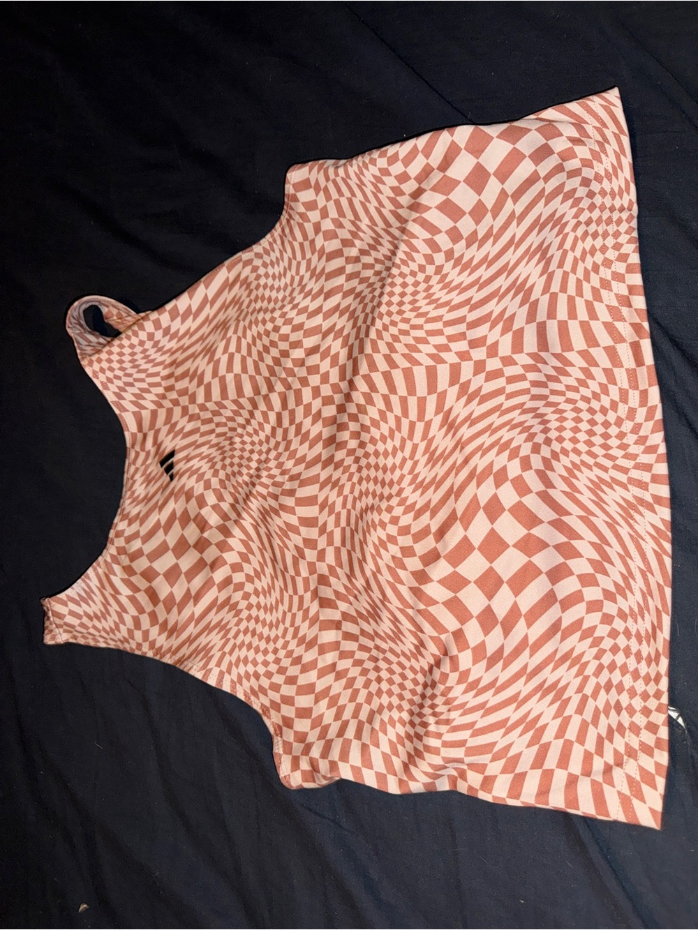 adidas Pink Checkerboard Optical-Print Camisole